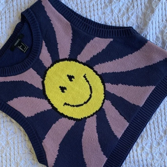 Forever 21 Smiley Face Knit Vest - Yellow and Purple - Picture 16 of 16